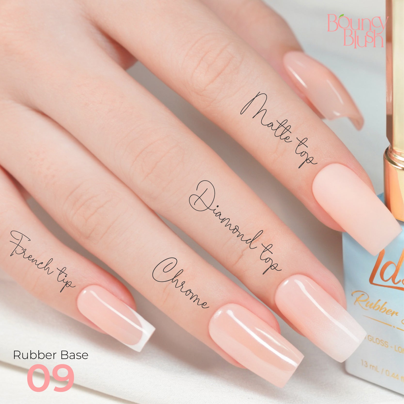 LDS Rubber Base Gel – RB-09 – GEL POLISH 0.5 OZ – Bouncy Blush Collection Online Hot Sale