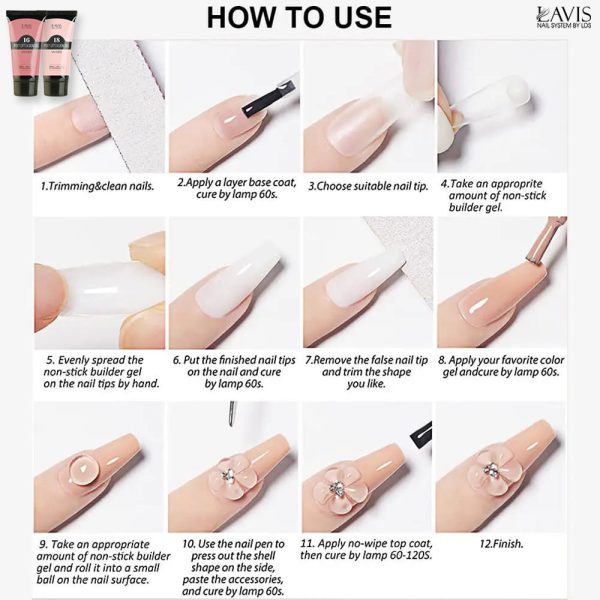 LAVIS NON STICKY NAIL EXTENSION POLY GEL 15 Cheap - Image 4