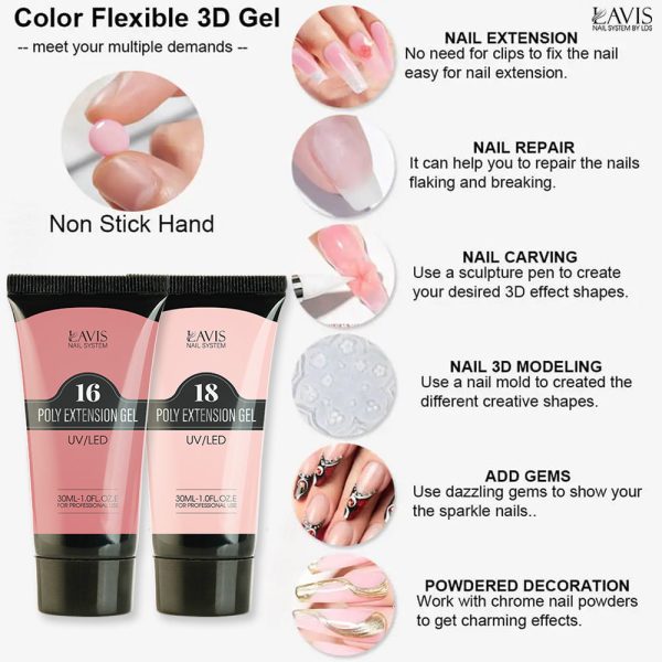 LAVIS NON STICKY NAIL EXTENSION POLY GEL 34 For Discount - Image 5